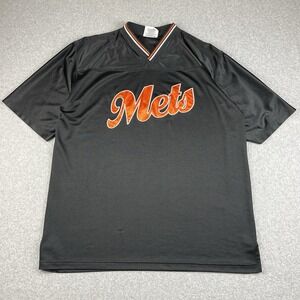 Vintage New York Mets Jersey Men XL MLB Lee Sports Black Sewn Football Style 90s